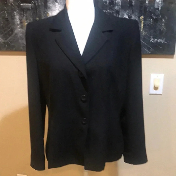 Ingenuity Black 3 Button Front Fully Lined Blazer Jacket Faux Side Pockets-12 - Picture 1 of 11